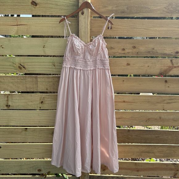 Sonderhaus Siren Dress Petal Pink Smocked Tie Straps Size XL - Picture 1 of 7
